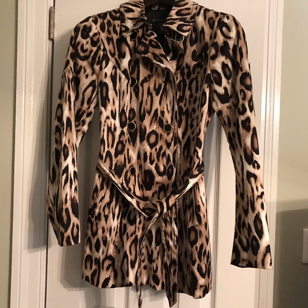INC international leopard print trench coat